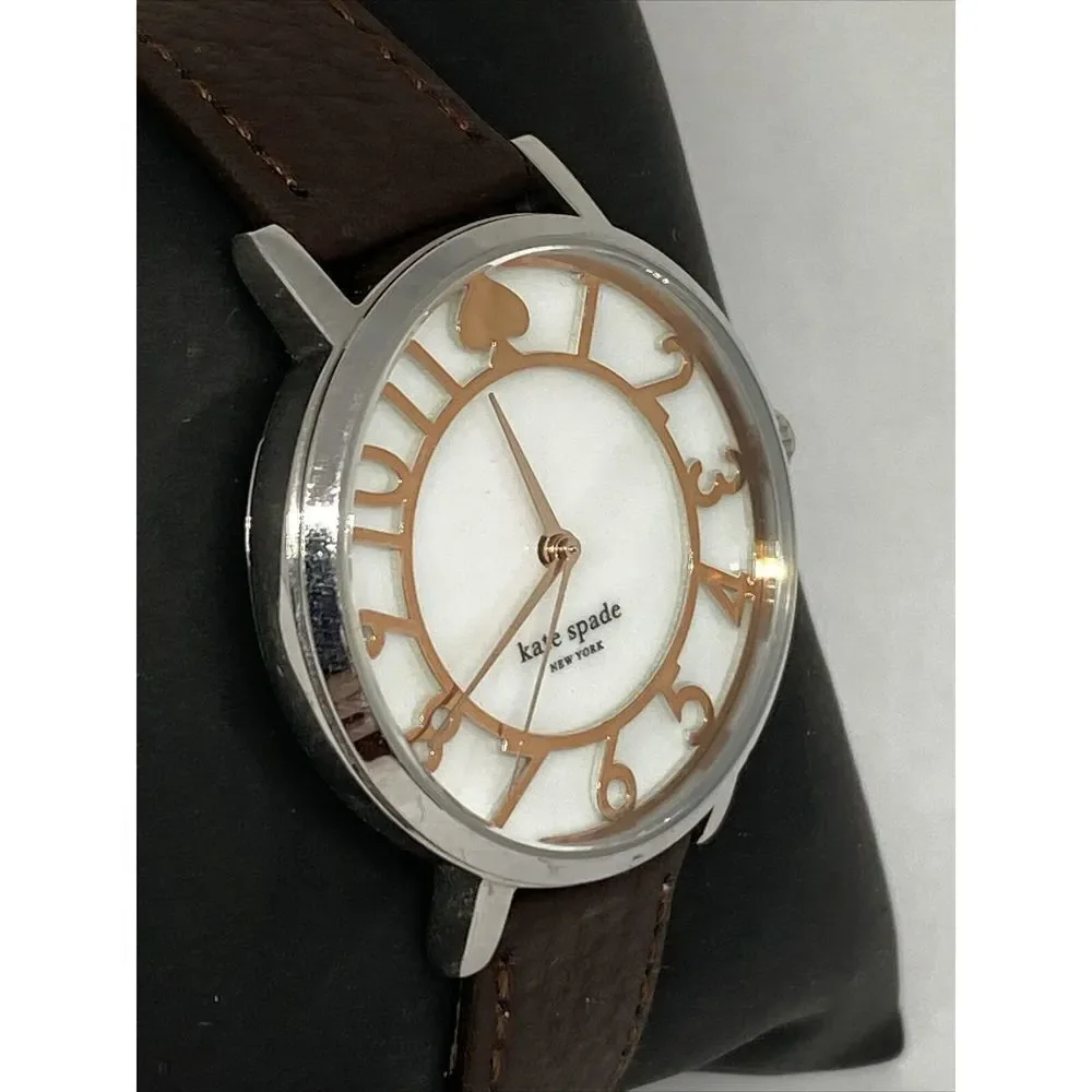 Kate Spade New York 0782 Women Brown Leather White Analog Dial Wrist Watch XX611